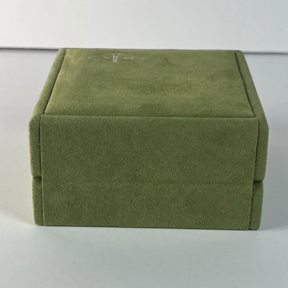 Van Cleef & Arpels Jewelry Box Green Suede Small Square Presentation Case VCA